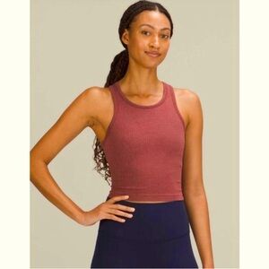 Lululemon Ebb to Street Cropped Racerback Tank Top Smoky Red Size 12